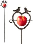 Leszúrható szív alakú öntöttvas madáretető, 93,5 cm