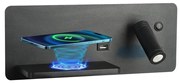 Immax 08288L-LED fali lámpa polccal, USB-vel és vezeték nélküli töltővel, LED/3W 08288L