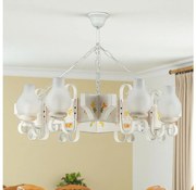 Brilagi - Láncos csillár QUEEN 8xE14/40W/230V bükk/krémszínű