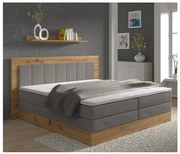 Boxspring ágy matracokkal és topperrel, tárolóhellyel JASMINE 180x200 cm szürke