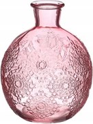 Üveg váza 12cm gömb alakú Rózsaszín mintás