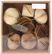 Ornaments papír díszek készlet bézs, 6 cm, 9 db