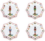 Porcelán diótörő kis desszertes tányér szett Vintage Nutcracker 4 db