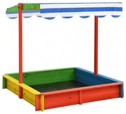 többszínű fenyőfa homokozó állítható tetővel UV50