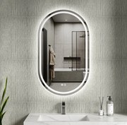 Erga Lyra, ovális LED tükör 60x100cm, 3 színű fény, első és hátsó világítás, páramentes fűtőbetét, ERG-V01-Lyra-6010-CL