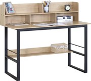 Polcos íróasztal 120×60 cm | Masszív fém vázzal, fekete-aranytölgy – Intenso Home