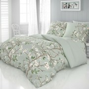 Tavasz szatén ágynemű, zöld, 200 x 200 cm, 2 ks 70 x 90 cm