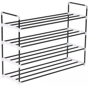 4 polcos fekete fém/műanyag cipőtartó