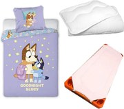 Bluey Goodnight gyerek, ovis ágyneműhuzat, derékalj és paplan/párna szett 100x135 cm 40x60 cm
