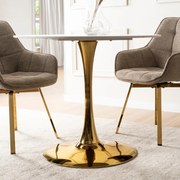 SANDER 90 cm-es étkezőasztal fehér/arany színben