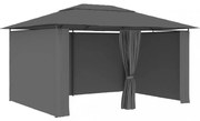 antracitszürke kerti pavilon függönyökkel 4 x 3 m
