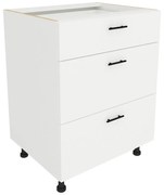 Benita 3 fiókos Alsó konyhaszekrény Fehér 60x50x80 cm