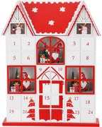 Santa´s house adventi naptár LED fényekkel piros, 29 x 7 x 37 cm