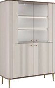 Vesper négyajtós vitrin 103 cm - kasmír / dió / arany lábak