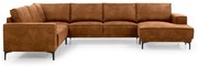 Konyakbarna bőrutánzat sarokkanapé (jobb oldali-"U" alakú) Copenhagen – Scandic