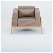 Fawn fotel tömör tölgyfa konstrukcióból világosbarna bivalybőr ülőpárnával - Gazzda