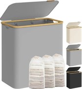 Szennyeskosár fedéllel, 3 rekeszes, 150 L, kivehető zsák, 60 x 38,5 x 70,5 cm, szürke