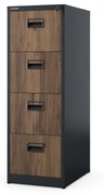 Fém irattartó szekrény, 4 fiókos SARA V4, 460 x 1320 x 620 mm, Eco Design: antracit/ dió