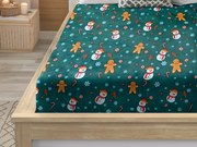 SNOWMAN AND GINGERBREAD 200x200 cm zöld mikroplüss lepedő