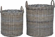 vidaXL Virágkosár tárolóval 2 pcs Szürke Lacak rattan