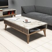 Dohányzóasztal Milan - Diós, Fehér Marble