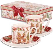 Mézeskalács ajándék szett 2 karácsonyi csésze csészealjjal 180 ml
