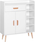HOMCOM Oldalszekrény Buffet Szekrény Konzol Asztal Többfunkciós Bútor Étkezőbe, Nappaliba, Fürdőszobába, Előszobába 80x29,5x96 cm | Aosom