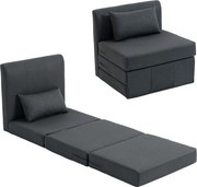 HOMCOM 2 az 1-ben összecsukható padlószékágy — lenhatású párnázott vendégfotel, ággyá alakítható, sötétszürke (80 x 75 x 74 cm) | Aosom