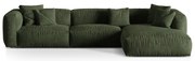 Zöld bársony moduláris sarokkanapé (jobb oldali-heverő résszel) Martina – Micadoni