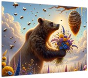 Kép - Medve és méhek (70x50 cm)