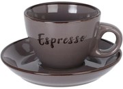 Espresso kőagyag csésze csészealjjal, 100 ml, sötétszürke