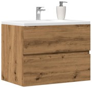 kézműves tölgy színű szerelt fa fürdőszobaszekrény 60x38,5x45cm