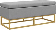 HOMCOM Tárolópad, Ágyvégi Tárolódoboz, Rácsozott Ülőfelülettel és Acél Lábakkal, 110 x 44 x 48 cm, Szürke és Arany | Aosom