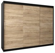 Ruhásszekrény 250 cm Toki (matt fekete + szonoma tölgy). 1064866