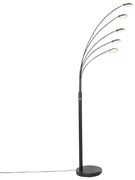 Design állólámpa fekete, beépített 5-ös fényerő-szabályozós LED-del - Sixties Trento