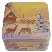 Karácsonyi konyhai fémdoboz 150x150x75 mm Winter Nostalgia