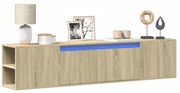 sonoma tölgy színű fali TV-szekrény LED-del 180 x 31 x 39,5 cm
