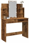 antik fa színű fésülködőasztal LED-del 96x40x142 cm
