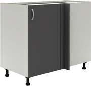 Benita 1 ajtós Alsó konyhaszekrény Antracit-Fehér 98x50x80 cm N