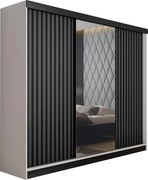 Malani 200 Tolóajtós Szekrény 200cm, Fehér-Grafit