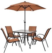 Kerti bútorszett TOROS - 4 szék + 1 asztal + napernyő