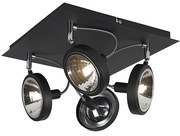Design spotlámpa fekete 4-lámpás állítható - Nox