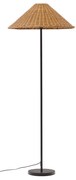 Fekete-natúr színű állólámpa rattan búrával (magasság 154 cm) Urania – Kave Home