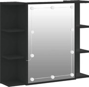 vidaXL fekete tükrös szekrény LED-ekkel 70 x 16,5 x 60 cm