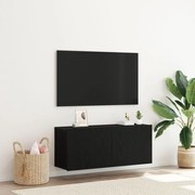 TV Fali Szekrény Fekete Tölgy 100x30x41 cm Mérnöki Fa