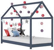 szürke tömör fenyőfa gyerekágy-keret 70 x 140 cm