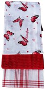 Konyhai törülközők 3 szett Butterfly Red