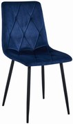 Kék bársony étkezőszék LIBRA fekete lábakkal