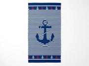 Gyorsan száradó strand fürdőlepedő MARITIMO kék-fehér 70 x 140 cm, 100% mikroszál
