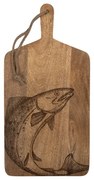 Barna fa vágódeszka hal mintás 25x50x2 cm